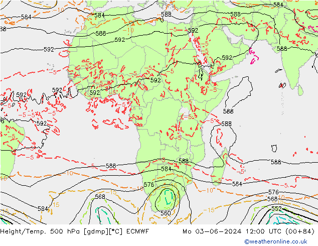 Z500/Rain (+SLP)/Z850 ECMWF  03.06.2024 12 UTC