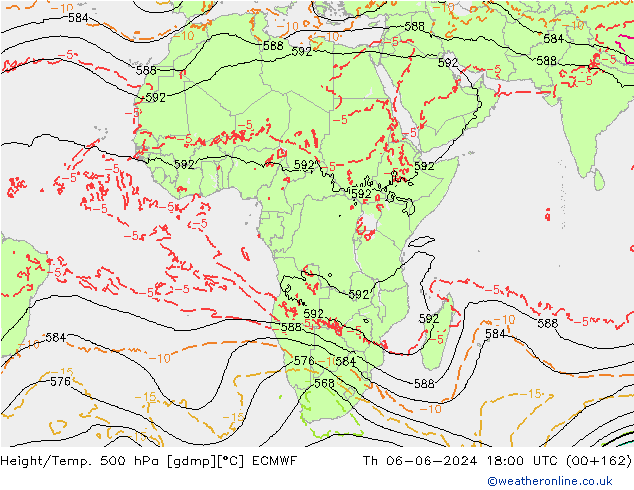 Height/Temp. 500 hPa ECMWF czw. 06.06.2024 18 UTC