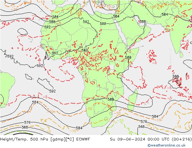 Z500/Rain (+SLP)/Z850 ECMWF  09.06.2024 00 UTC