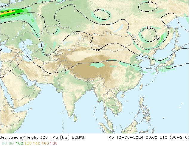 Jet stream ECMWF Seg 10.06.2024 00 UTC