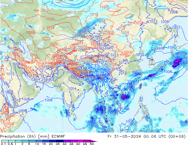 Prec 6h/Wind 10m/950 ECMWF Fr 31.05.2024 06 UTC