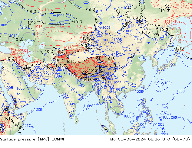 Atmosférický tlak ECMWF Po 03.06.2024 06 UTC