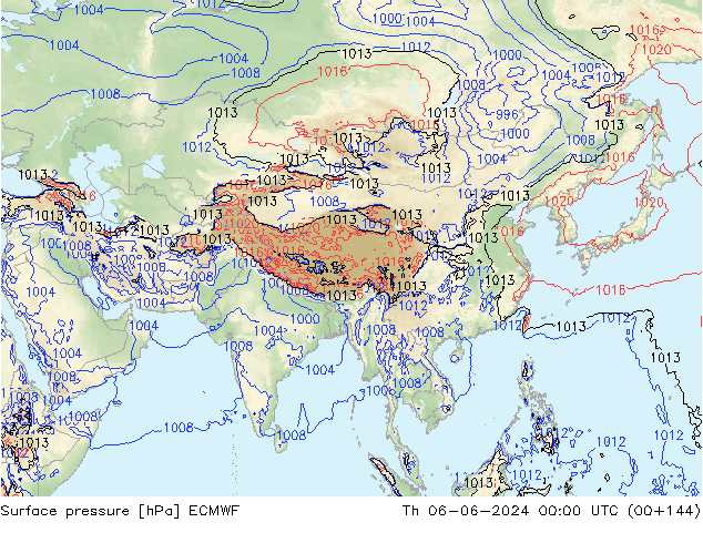 Atmosférický tlak ECMWF Čt 06.06.2024 00 UTC