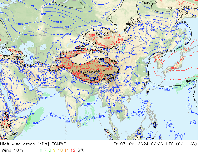 High wind areas ECMWF Fr 07.06.2024 00 UTC
