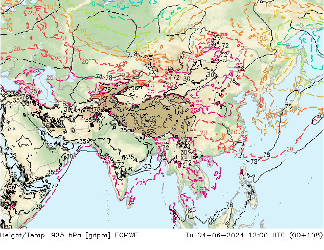 Geop./Temp. 925 hPa ECMWF mar 04.06.2024 12 UTC