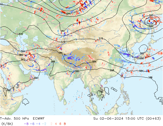 T-Adv. 500 hPa ECMWF Su 02.06.2024 15 UTC