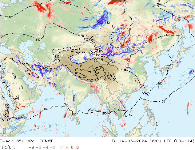 T-Adv. 850 hPa ECMWF mar 04.06.2024 18 UTC