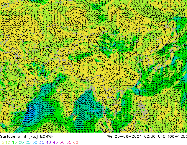 Rüzgar 10 m ECMWF Çar 05.06.2024 00 UTC