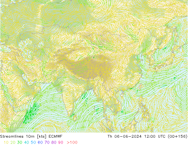 Streamlines 10m ECMWF Th 06.06.2024 12 UTC