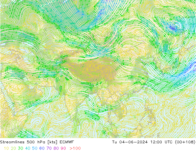 Línea de corriente 500 hPa ECMWF mar 04.06.2024 12 UTC