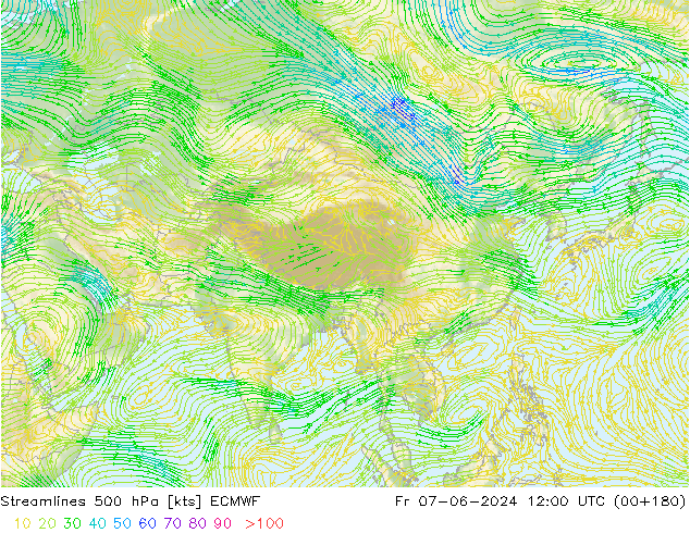 Streamlines 500 hPa ECMWF Fr 07.06.2024 12 UTC