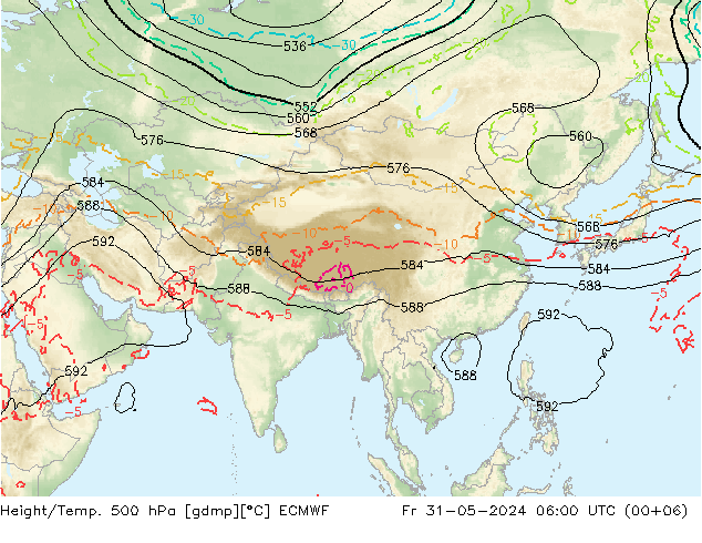 Yükseklik/Sıc. 500 hPa ECMWF Cu 31.05.2024 06 UTC