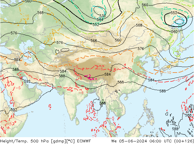 Z500/Rain (+SLP)/Z850 ECMWF mié 05.06.2024 06 UTC