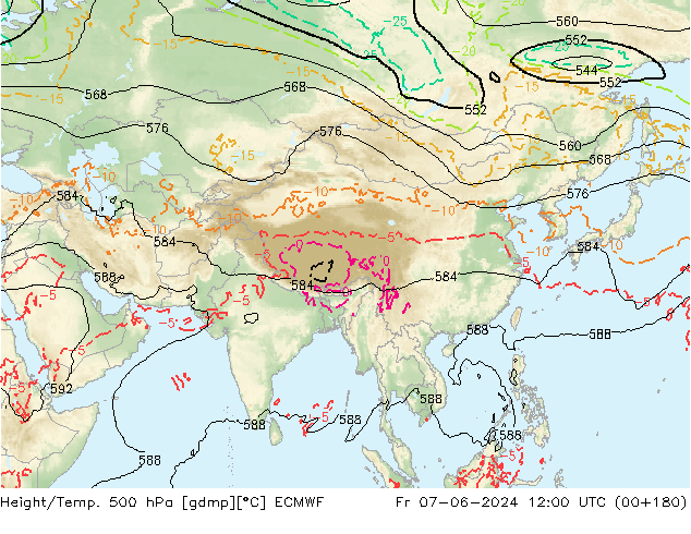 Z500/Yağmur (+YB)/Z850 ECMWF Cu 07.06.2024 12 UTC