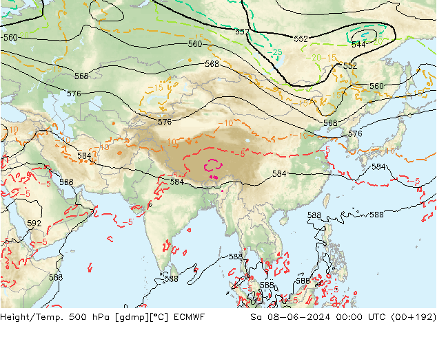 Z500/Rain (+SLP)/Z850 ECMWF sáb 08.06.2024 00 UTC