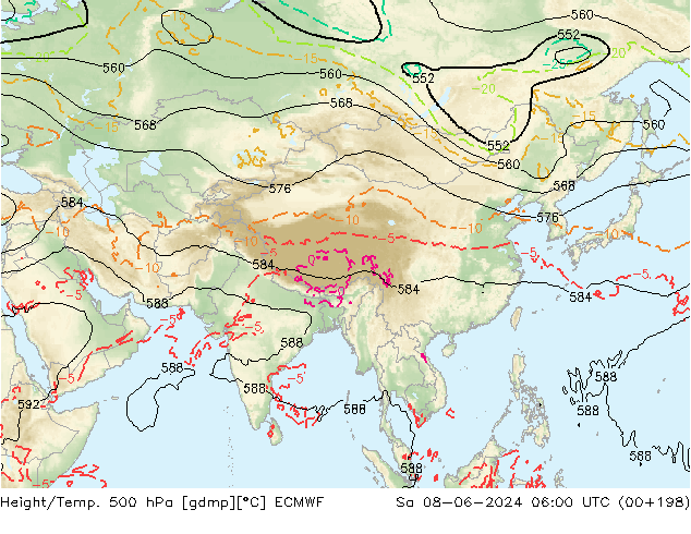 Z500/Rain (+SLP)/Z850 ECMWF Sa 08.06.2024 06 UTC