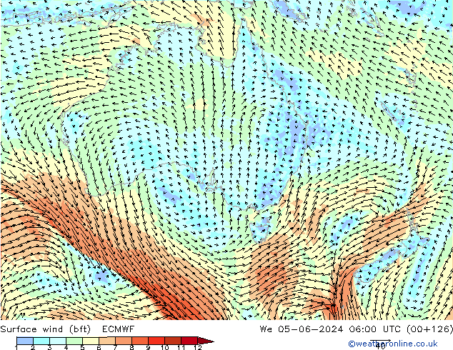  10 m (bft) ECMWF  05.06.2024 06 UTC