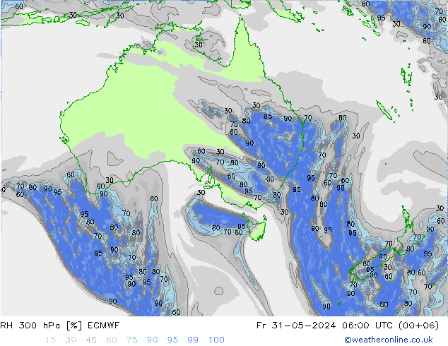 RH 300 hPa ECMWF Fr 31.05.2024 06 UTC