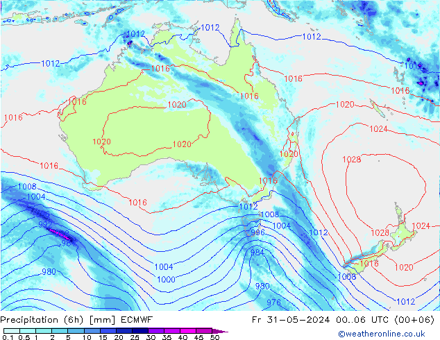 Z500/Rain (+SLP)/Z850 ECMWF Fr 31.05.2024 06 UTC