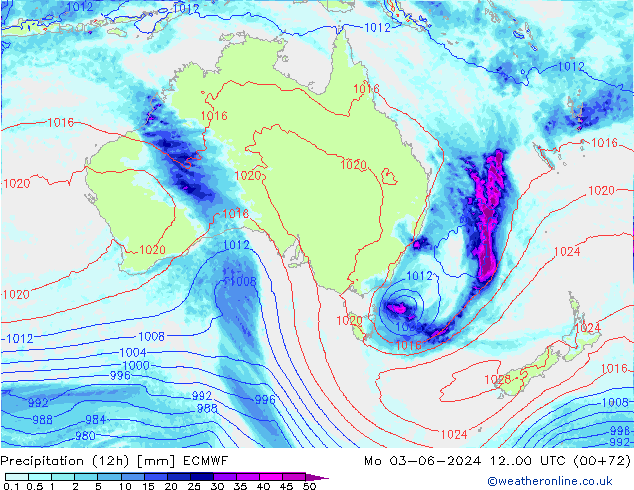 Yağış (12h) ECMWF Pzt 03.06.2024 00 UTC