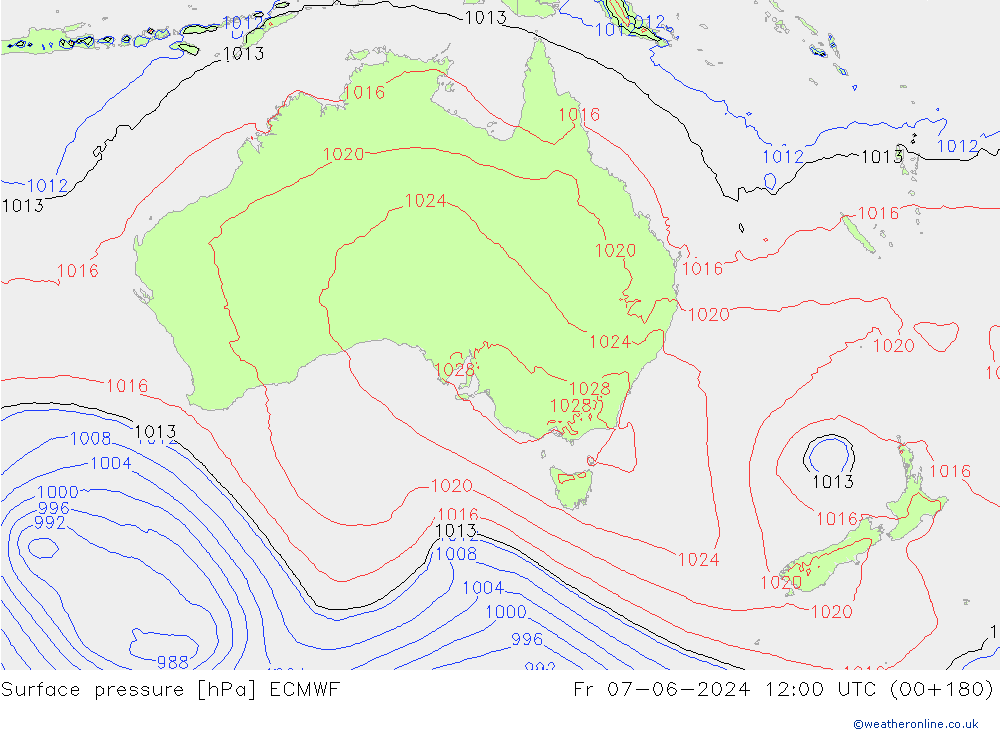 приземное давление ECMWF пт 07.06.2024 12 UTC