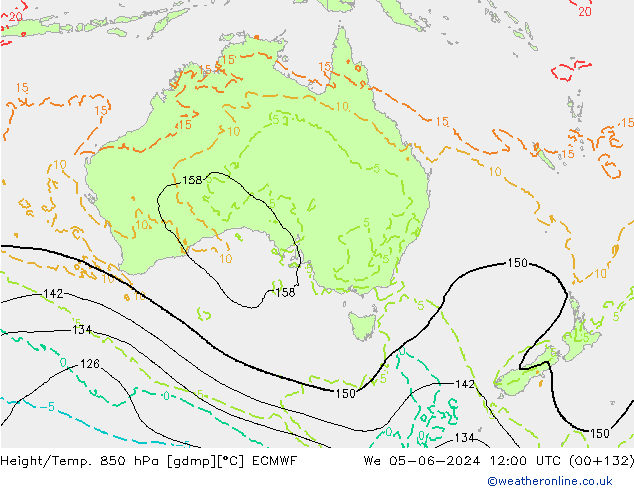 Height/Temp. 850 hPa ECMWF St 05.06.2024 12 UTC