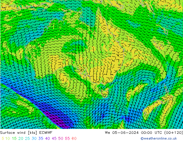 Vent 10 m ECMWF mer 05.06.2024 00 UTC