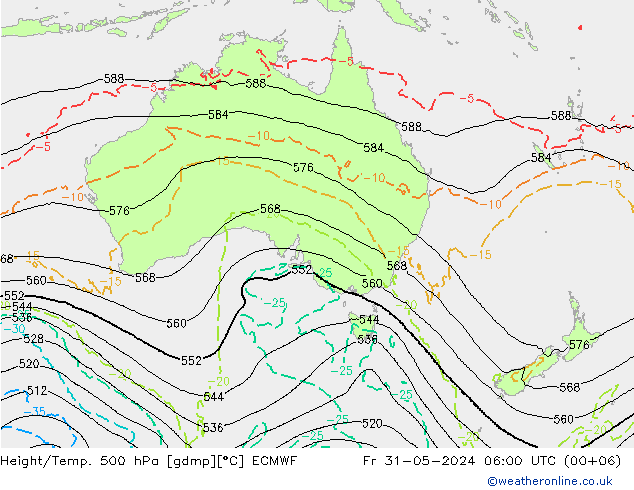 Z500/Rain (+SLP)/Z850 ECMWF Pá 31.05.2024 06 UTC