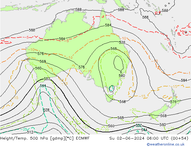 Z500/Rain (+SLP)/Z850 ECMWF Su 02.06.2024 06 UTC