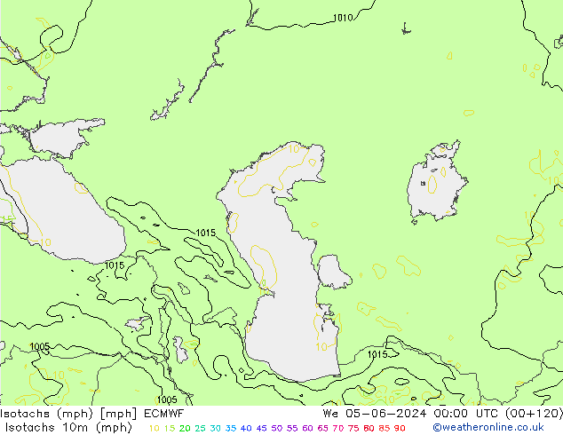 Isotachs (mph) ECMWF ср 05.06.2024 00 UTC