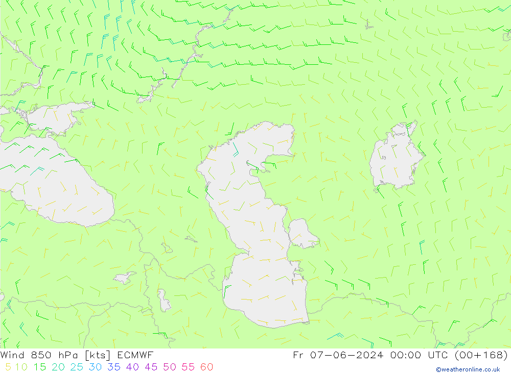 Wind 850 hPa ECMWF Fr 07.06.2024 00 UTC