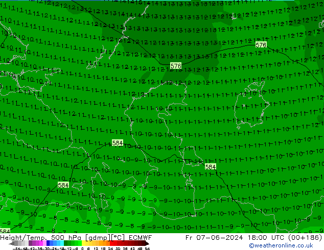 Z500/Rain (+SLP)/Z850 ECMWF Fr 07.06.2024 18 UTC