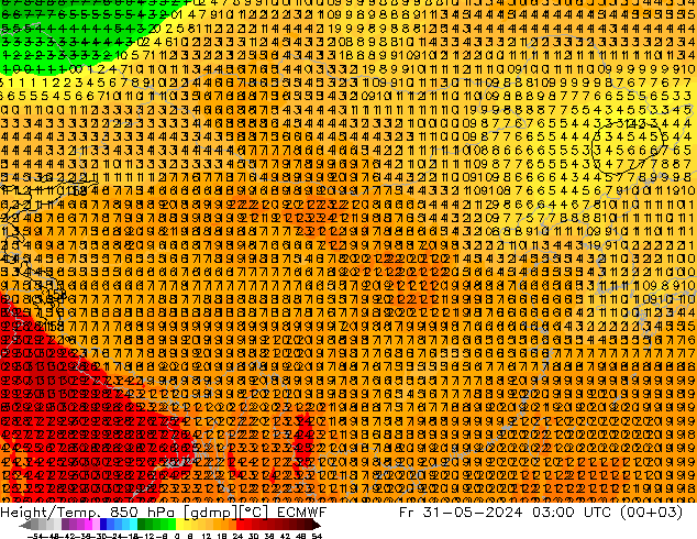 Height/Temp. 850 hPa ECMWF 星期五 31.05.2024 03 UTC