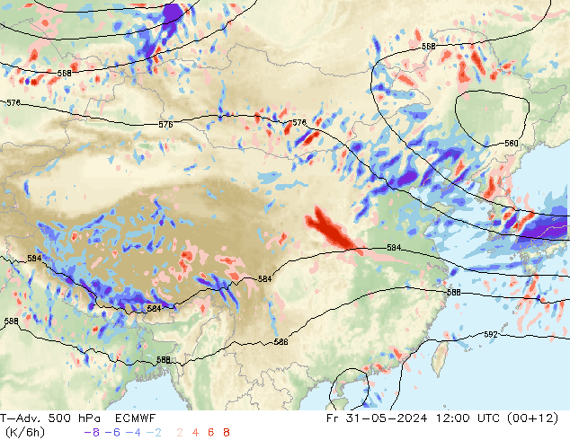 T-Adv. 500 hPa ECMWF 星期五 31.05.2024 12 UTC