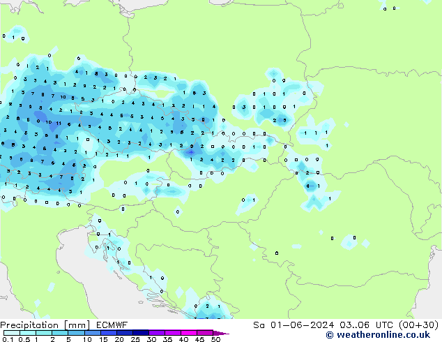 Niederschlag ECMWF Sa 01.06.2024 06 UTC