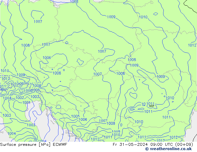 Bodendruck ECMWF Fr 31.05.2024 09 UTC