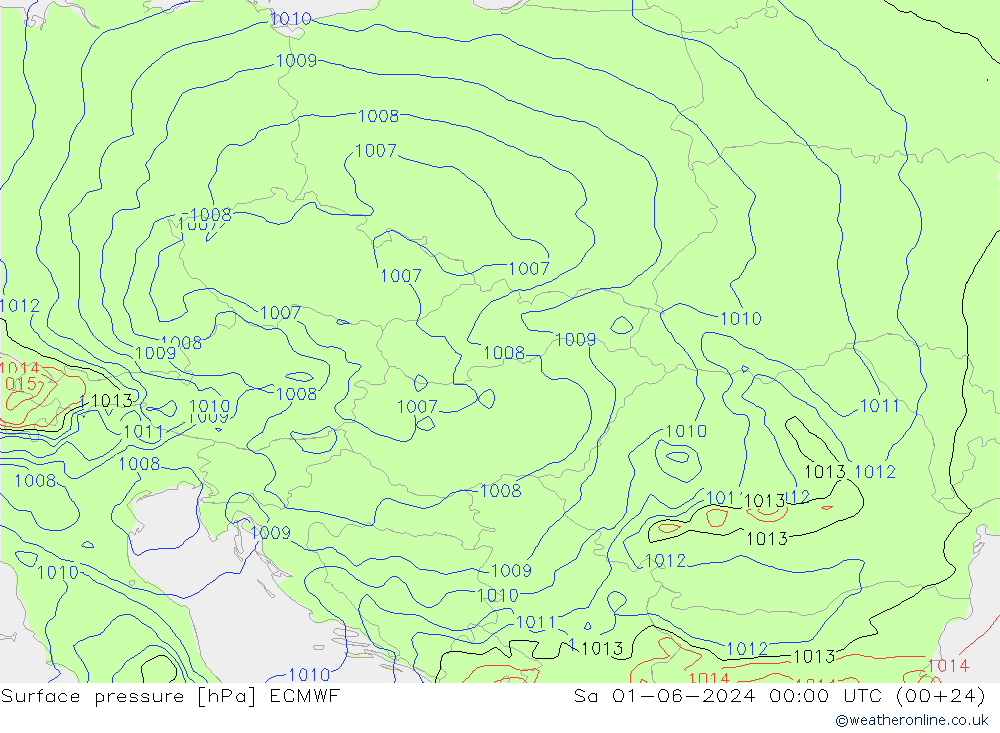 Presión superficial ECMWF sáb 01.06.2024 00 UTC