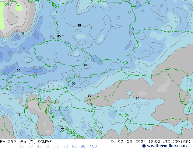 RH 850 hPa ECMWF Su 02.06.2024 18 UTC