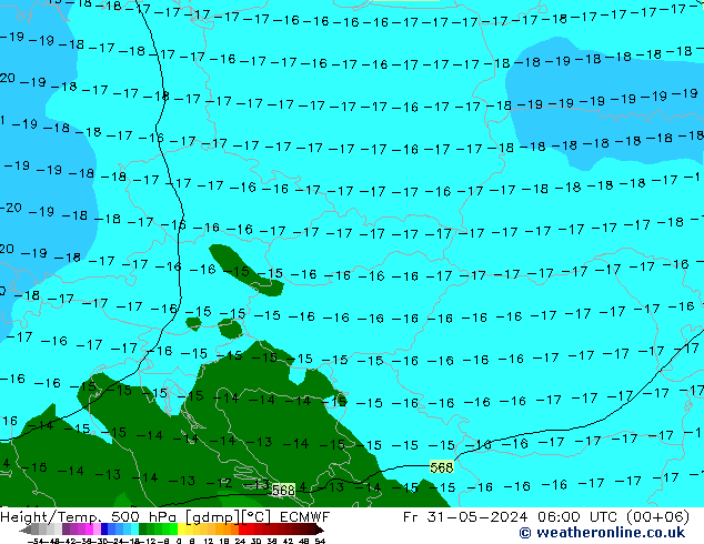 Z500/Rain (+SLP)/Z850 ECMWF vie 31.05.2024 06 UTC