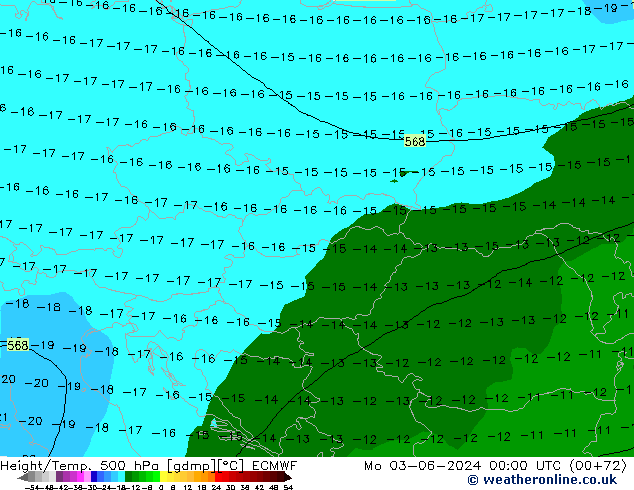 Z500/Rain (+SLP)/Z850 ECMWF Po 03.06.2024 00 UTC