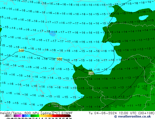 Z500/Rain (+SLP)/Z850 ECMWF вт 04.06.2024 12 UTC