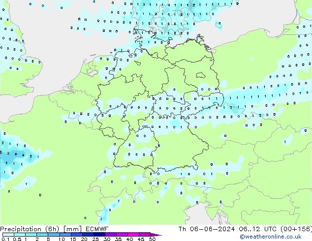 Yağış (6h) ECMWF Per 06.06.2024 12 UTC