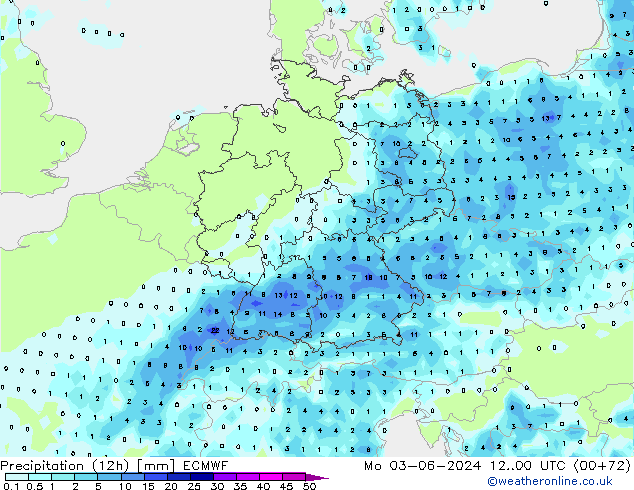 Yağış (12h) ECMWF Pzt 03.06.2024 00 UTC