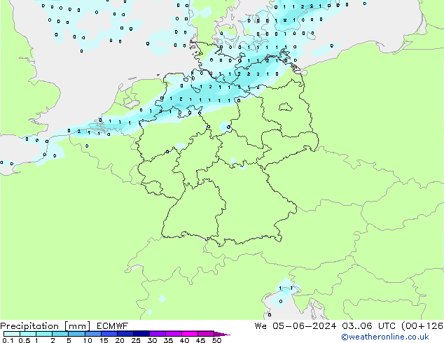 Precipitazione ECMWF mer 05.06.2024 06 UTC