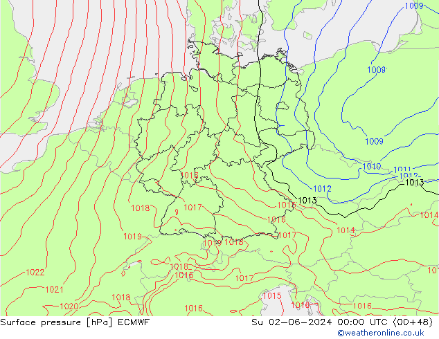 Bodendruck ECMWF So 02.06.2024 00 UTC