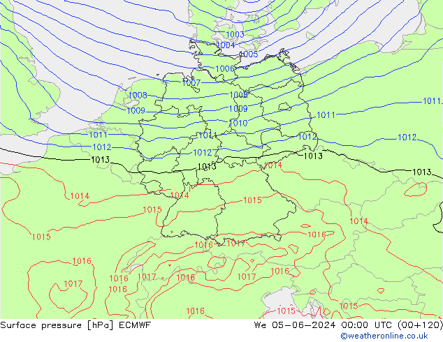 pressão do solo ECMWF Qua 05.06.2024 00 UTC