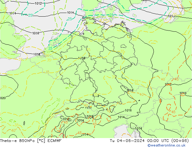 Theta-e 850hPa ECMWF mar 04.06.2024 00 UTC