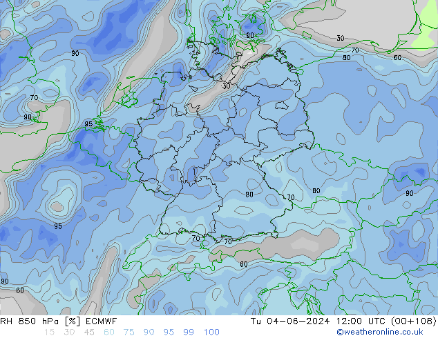 RH 850 hPa ECMWF Ter 04.06.2024 12 UTC