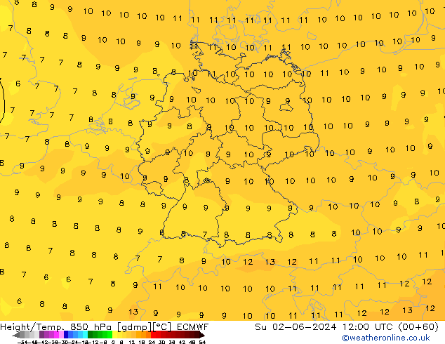 Z500/Rain (+SLP)/Z850 ECMWF Su 02.06.2024 12 UTC