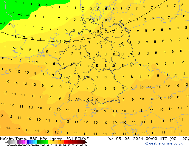 Z500/Rain (+SLP)/Z850 ECMWF Mi 05.06.2024 00 UTC